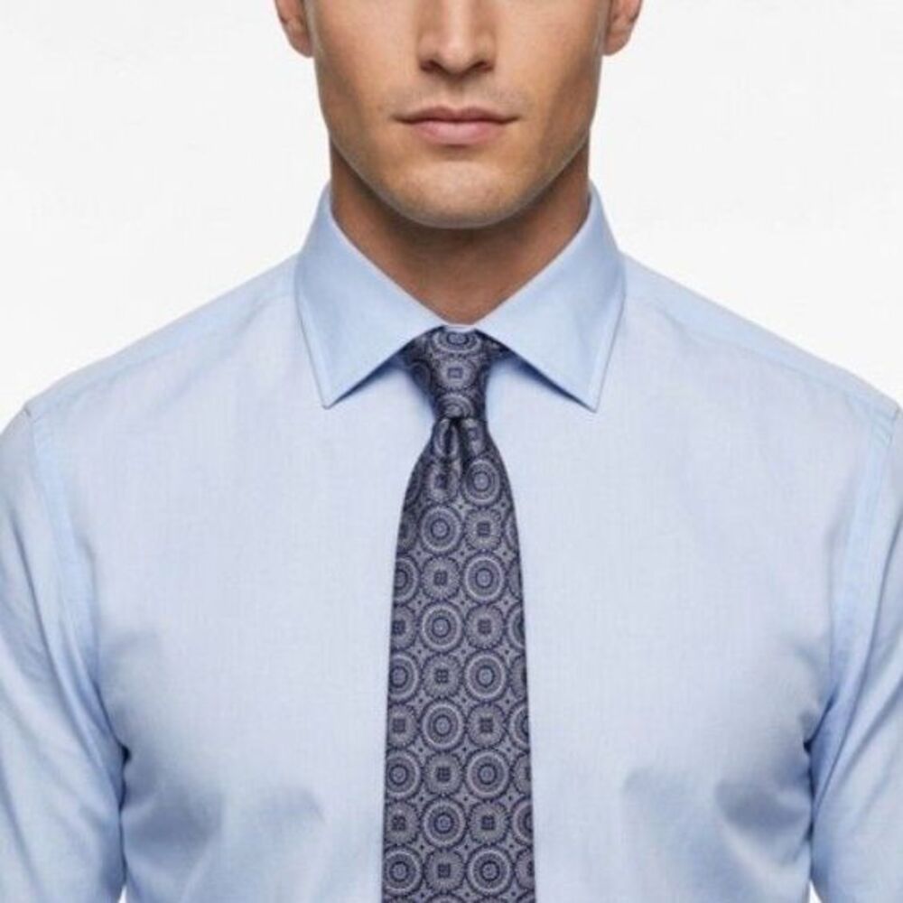 Versace Italy Men's Navy Silver Medallion Medusa Print 100% Silk Designer Tie